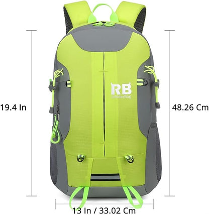 Reflective Motorcycle Backpack Lightweight, Water Resistant Casual Daypack with Laptop Pocket for Safe Commuter, Biking, and Daily Use. 35L Sport bookbag to Avoid Accidents (green backpack)