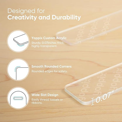 30 Pieces Acrylic Bookmark Blanks- 2mm Thicken Clear Acrylic Bookmarks with 30 Pcs Ribbon for Reading Lovers DIY Crafts Presents, Graduation Back to School Presents