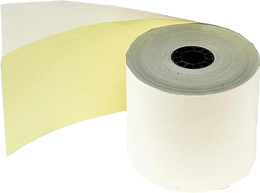 (4 Rolls) 2 Ply Carbonless Rolls 3" X 95 Feet White/Yellow Receipt Paper POS Cash Register Two Ply White/Canary for Star Micronics SP700