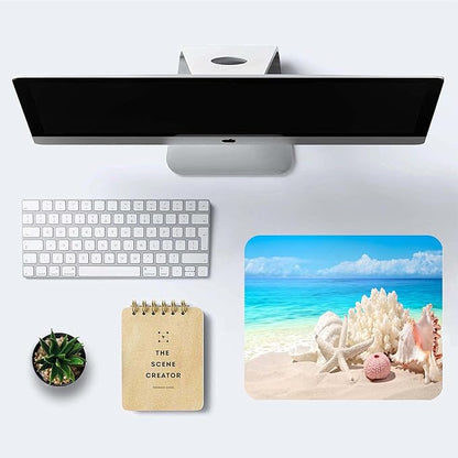 Sand Beach Mouse Pad,Cute Mouse pad,Custom Small Mouse Pads with Designs,Portable Office Non-Slip Rubber Base Wireless Mouse Pad for Laptop