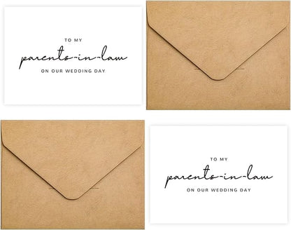 Set of 2 Parents In Law Wedding Day Card, Parents In Law Of The Bride/Groom Gifts, To My Parents In Law On Our Wedding Day. （Parents-in-Law B）
