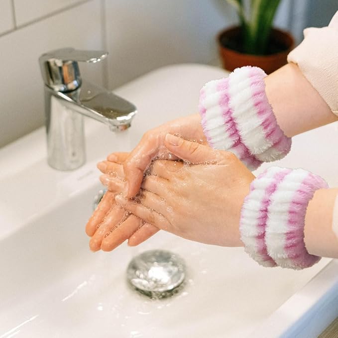 2 Pairs Wrist Washband for Women Washing Face, Wrist Spa Washband Absorbent Wristbands, Prevent Liquids from Spilling Down Your Arms