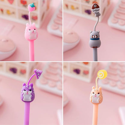 KRIZJUES 16 Pcs Cartoon Animal Pens, Kawaii School Supplies Pens Cute Cartoon Gel Ink Pens Boys Girls Pens for Writing, Gifts for Children Teachers, Black Refill 0.5mm Pens