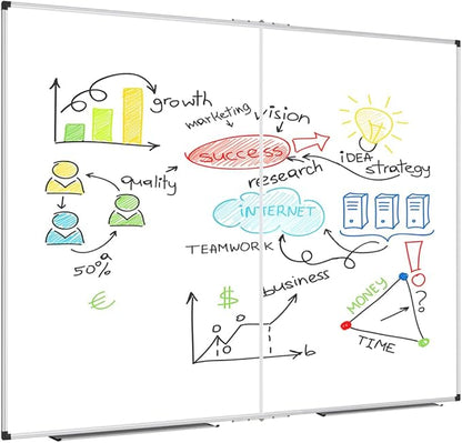 XBoard Dry Erase Board 60 x 48 Inch | Foldable Magnetic White Board for Wall with Marker Tray 5' x 4' | Aluminum Frame Folding Message Presentation Board