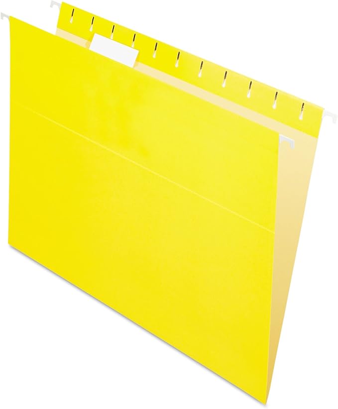 Pendaflex 81606EE Recycled Hanging Folders, Letter Size, Yellow, 1/5 Cut, 25/BX (81606)