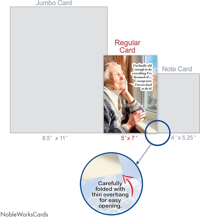 NobleWorks - Humorous Birthday Paper Card with 5 x 7 Inch Envelope (1 Card) Bday Old Enough C2335BDG