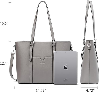 Telena Laptop Tote Bag for Women, 15.6 Inch Shoulder Tote Bag Leather Briefcase for Women, Large Capacity Handbag Bags