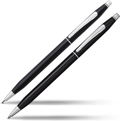 Cross Classic Century Black Lacquer Ballpoint Pen & 0.7mm Pencil with Chrome Appointments