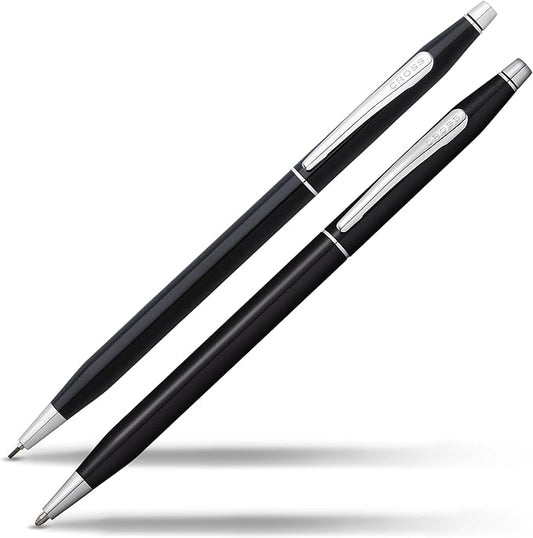 Cross Classic Century Black Lacquer Ballpoint Pen & 0.7mm Pencil with Chrome Appointments