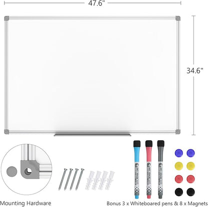 Lockways 48 x 36 Inch White Board 2 Pack | Dry Erase Board Magnetic Whiteboard for Office School and Home