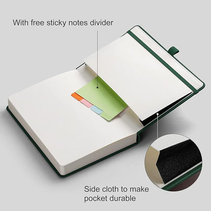 AHGXG Lined Journal Notebook - 320 Numbered Pages Thick Journal for Writing A5 College Ruled Notebook, 100gsm Lined Paper, Leather Hardcover, for Women Men Work Office School, 5.75'' X 8.38''-Green