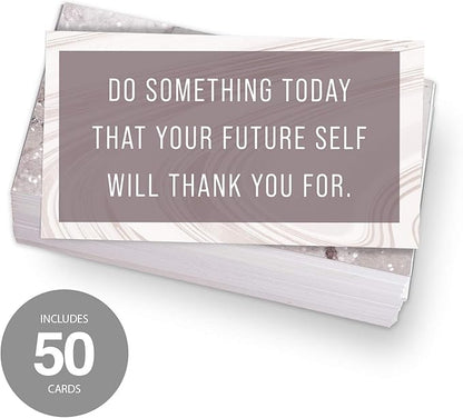 Canopy Street Marble Quartz Daily Gratitude Cards / 50 Motivational Kindness Cards / 25 Inspirational Quote Card Designs / 2.5” x 3” Uplifting Business Cards
