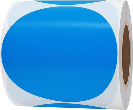 Hybsk 3 inch Circle Color Direct Thermal Stickers Shipping Labels for Barcodes,Name Tag,DIY Logo Design,QR Code,Inventory– Compatible with Zebra,Rollo,Munbyn,and More-350 pcs (3 inch,Blue)