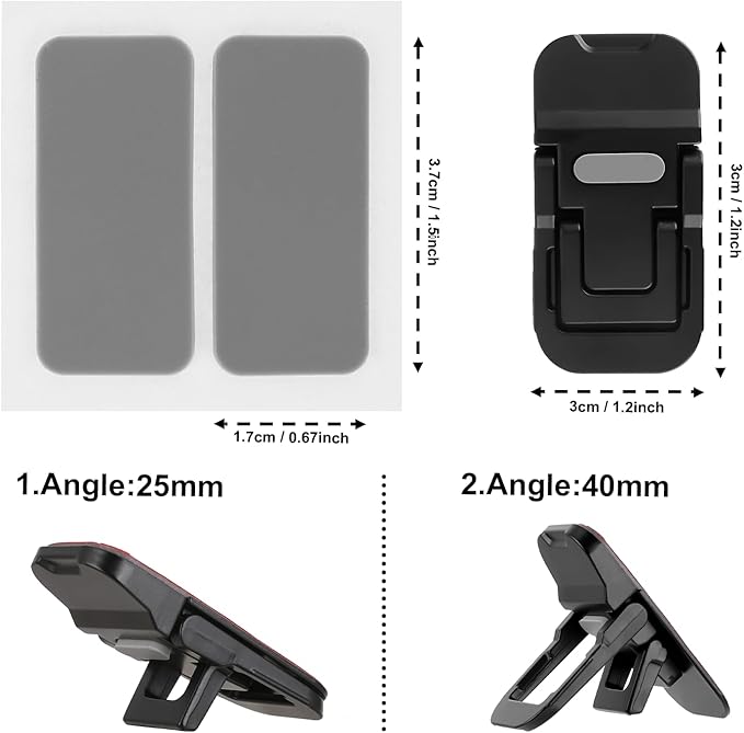 Bewudy 2 Pcs Portable Keyboard Riser, Dual Tilt Angle Adjustment Foldable Laptop Riser, Mini Computer Keyboard Stand for Desk, Self-Adhesive Keyboard Riser Feet for Most Keyboards(Black)