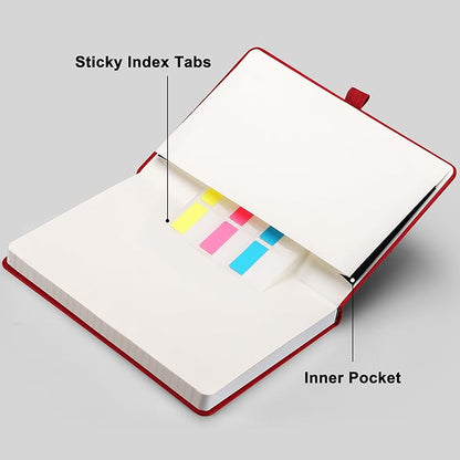 RETTACY Graph Paper Notebook, A5 Grid Notebook Journal with 192 Pages, 5.7'' × 8.3'', Medium Size, Leather Hardcover, 100 GSM Thick Paper, for Students, Homework, Math, Engineering (Red)