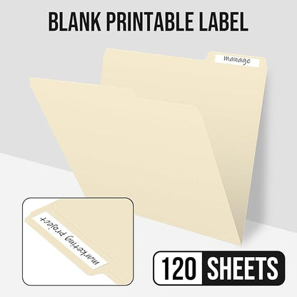 File Folders,IntoJoy 120 Pack Colored File Folder Letter Size, 1/3 Cut Tab Filing Folders for Office School Business File Document Organization,Manila