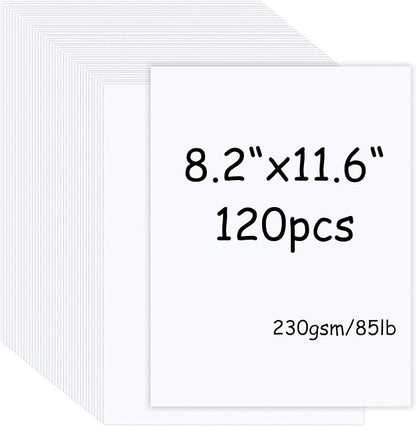 120 Sheets White Cardstock Paper 8.2 x 11.6, 230gsm/85lb Card Stock Paper for Scrapbook, Craft, Cards Making, Menus, Invitations