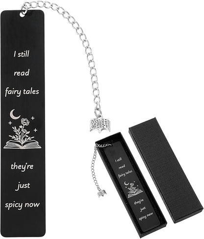 Fairytales Metal Bookmark for Women Men, Funny Bookmarks with Gift Box Book Lover Spicy Fancy Bookmarks Book Marks for Reading Gift Book Mark with Pendant for Book Lovers Friend(Black)