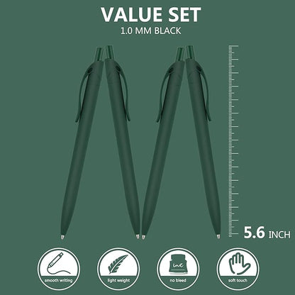 deegtran Pens Bulk, 200 Pack No Bleed Green Barrel Click Pens, Wholesale Retractable Ballpoint Pens, Pens Medium Point, Smooth Ink Pens, 1.0MM Black Ink