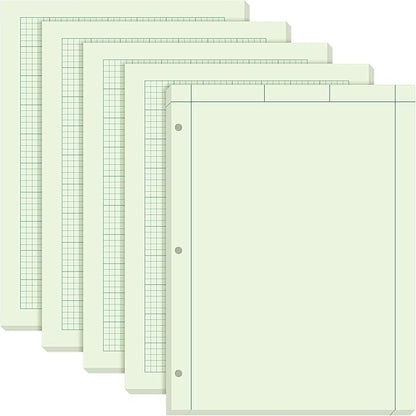 Seajan 5 Pcs Engineering Computation Pad Engineer Pad 8.5 x 11 Inches Engineering Notebook Graph Paper Notebook, 5 Squares Per Inch Evidence Engineering Pad, 100 Sheets/Pack (Green)