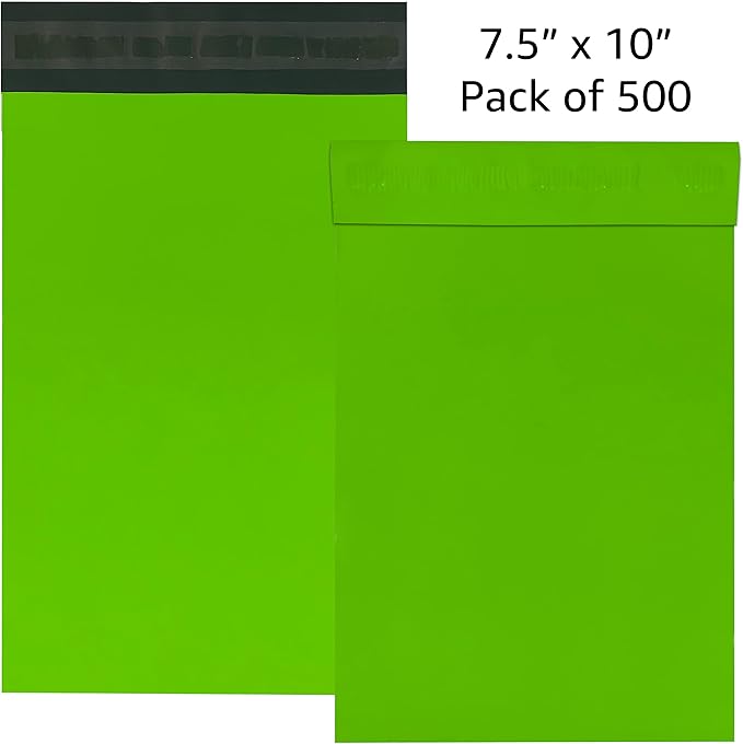 Colored Poly Mailers Pack of: (Green, 7.5" x 10.5" pack of 500) Be creative with your packaging with Colored mailers