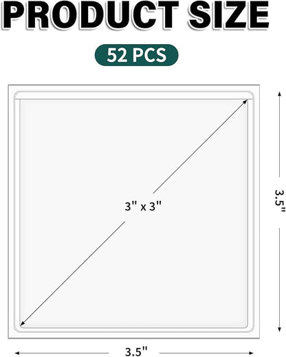 52 Pack Index Card Pockets with Top Open, 3 x 3 Inch Adhesive Label Pockets Clear Plastic Index Card Holder for Organizing, Storage Bins, Library Cards, Notes
