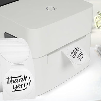 Transparent Thermal Labels Round 1.5 Inch Self Adhesive Circle Clear Printer Stickers Vinyl Waterproof Roll Decals Name Tag for Address Design DIY Logo Business 300 PCS