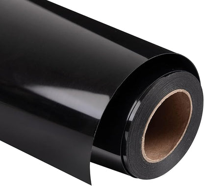 VINYL FROG Heat Transfer Vinyl Roll HTV Vinyl - 12"x12ft Black Iron on Vinyl for T-Shirts, Heat Press Vinyl for DIY Craft Designs (Black)