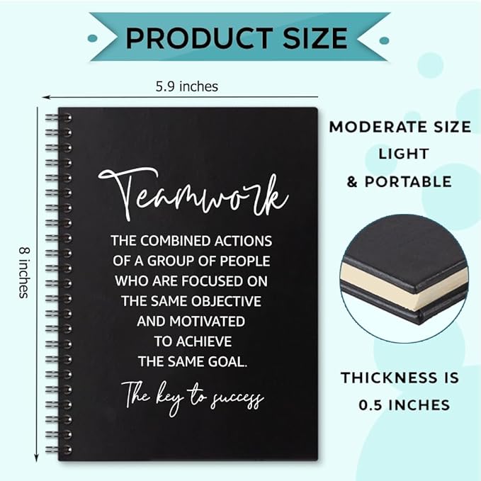 Teamwork 160 Blank Pages Spiral Notebook, Team Notebooks for Employees, New Job Gifts Promotion Gifts, Teamwork Gifts for Coworkers, Team Gifts for Staff, Office Team Work Gifts for Colleague D