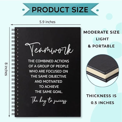 Teamwork 160 Blank Pages Spiral Notebook, Team Notebooks for Employees, New Job Gifts Promotion Gifts, Teamwork Gifts for Coworkers, Team Gifts for Staff, Office Team Work Gifts for Colleague D