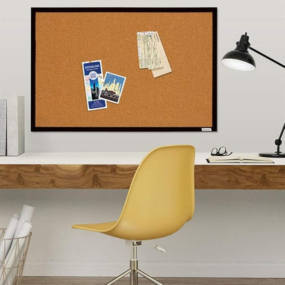 Quartet Cork Bulletin Board, Framed Corkboard, 2' x 3', Black Frame, Message Board, Vision Board (MWDB2436-BK)