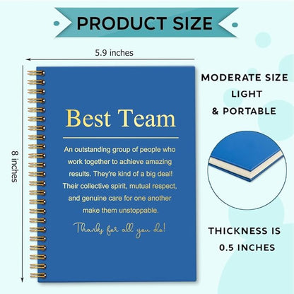 Best Team 160 Blank Pages Blue Spiral Notebook, Employee Thank You Gifts, Team Appreciation Gifts, Team Notebooks for Employees, Team Member Gifts for Coworkers, Teamwork Gifts for Staff I