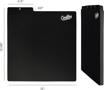 Carstens Heavy Duty Vinyl Record Organizers A-Z | 12" Dividers with Tabs | Pack Of 26 Black | Made In USA