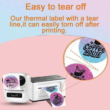 2 x 2 Round Thermal Labels, 2 inch Round Thermal Sticker Labels for Business and Home, for Label Printer, for M110/M220/M221 Label Maker，140 Labels for Printer, Fantasy Purple