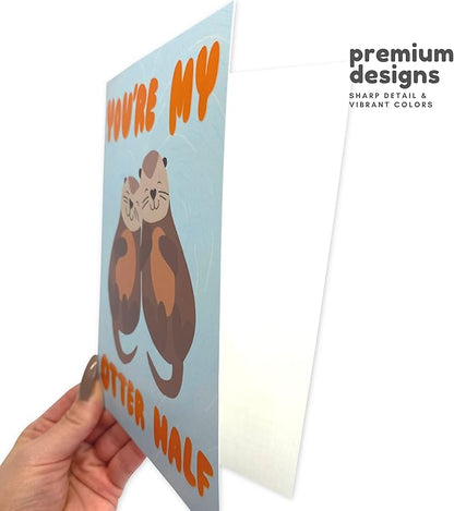 Sleazy Greetings Anniversary Card For Boyfriend Girlfriend Husband Wife Fiance | Romantic Birthday Card For Him Her | Cute Valentine's Day Card | You're My Otter Half Card