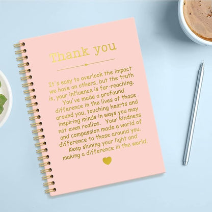 Thank You Pink Gold Hardcover 160 Pages Spiral Notebooks, Funny Thank You Gifts for Women Men Coworkers Leader Mentor, Appreciation Gifts for Employees, Thanksgiving Gifts for Colleagues Leaders