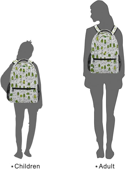 Blueangle Funny Frogs Pattern Print Travel Backpack for School Water Resistant Bookbag