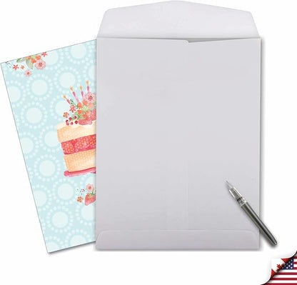 The Best Card Company - 1 Large Birthday Card with Envelope (8.5 x 11 Inch) - Fun Celebration Card for Birthdays - Watercolor Cake J2984BBDG