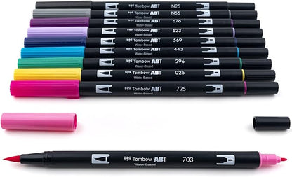 Tombow 56188 Dual Brush Pen Art Markers, Galaxy, 10-Pack. Blendable, Brush and Fine Tip Markers