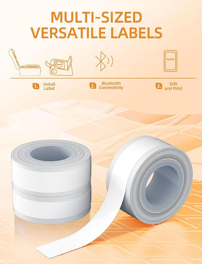 MakeID L1 E1 Q1 Label Maker Tape Refills, 3-Roll 9/12/16mm Continuous Consumables Thermal Laminated Office Labeling Tape Replacement