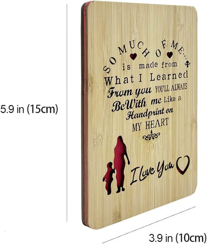 Mothers Day Cards,Handmade Bamboo Greeting Cards,Wooden Thankyou Card,Mother's day Card for Mom,Mum,Mom and Me