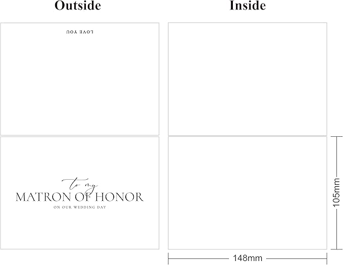 LADY&HOME To My Matron Of Honor On My Wedding Day Card,Bridesmaid Thank You Card Wedding Day Bridesmaid Proposal (Black Foil,Matron)