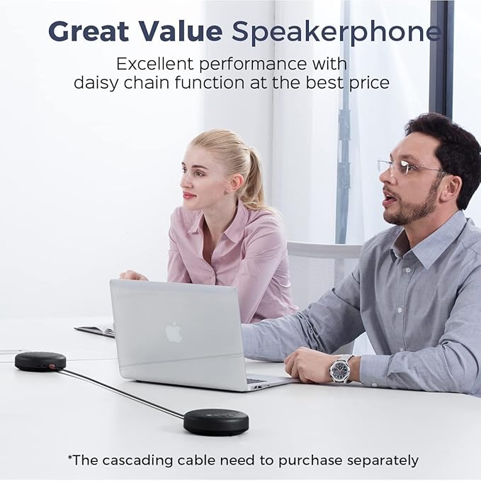 EMEET Conference Speaker and Microphone Luna 360° Voice Pickup w/Noise Reduction/Mute/Indicator USB Bluetooth Speakerphone w/Dongle for 8 People Daisy Chain for 16 Compatible with Leading Software