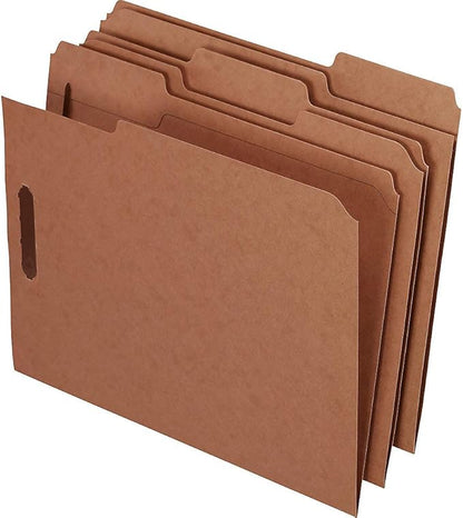 Pendaflex Fastener Folders, 2 Fasteners, Letter Size, Kraft, 1/3 Cut Tabs, in Left, Right, Center Positions, 50 Per Box (FK212),Brown
