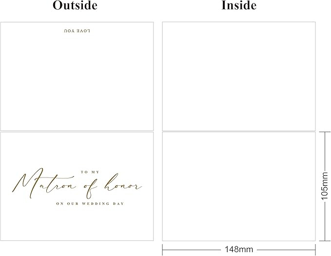 LADY&HOME To My Matron Of Honor On My Wedding Day Card,Bridesmaid Thank You Card Wedding Day Bridesmaid Proposal (Gold Foil,Matron)