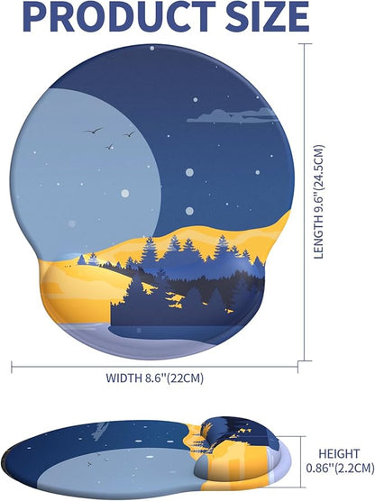 eulps Mouse Pad with Wrist Rest, Comfortable Computer Mousepad with Gel Wrist Support Smooth Surface and Non-Slip PU Base for Pain Relief, Laptop, Office & Home (Moon Night)