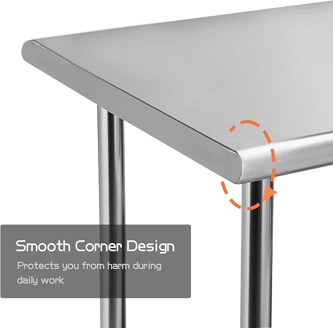 Stainless Steel Work Table for Prep & Work 24 x 36 inches, 3ft, Commercial Heavy Duty Kitchen Table for Restaurant, Home, Hotel, Kitchen Prep Table