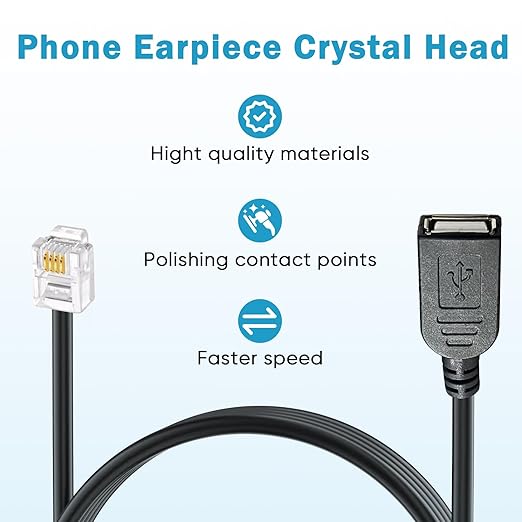 Rj11 To Usb Telephone Line Adapter, Rj11 6p4c Male To Usb Female Modem Converter, Used For Telephone Communication, Fax Machines, Modulation And Demodulation Adapters (Rj11 male to USB female30cm)
