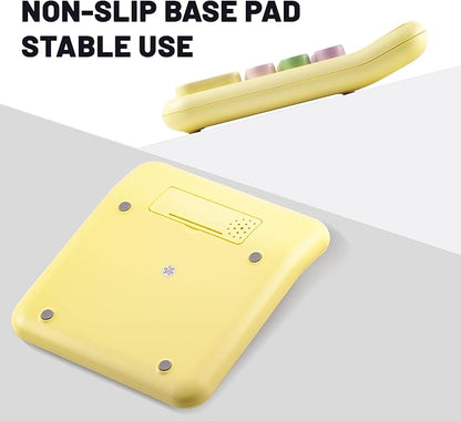 Golcellia Calculators Desktop, Yellow Mechanical Calculator, Cute Calculator 12 Digit Desk Basic Calculator Large Display, Dual Power Solar Battery, Office Home School Supplies for Adults & Students