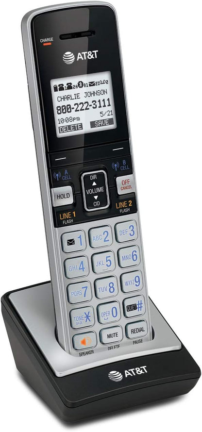 AT&T TL86003 Accessory Cordless Handset, Silver/Black | Requires AT&T TL86103 to Operate